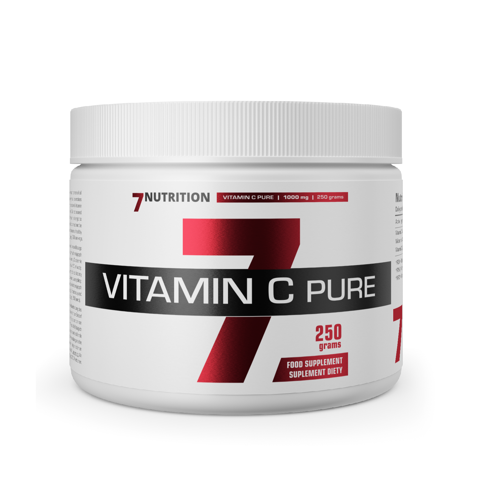 Vitamin C Pure 250 g supplement jar with white cap and front label