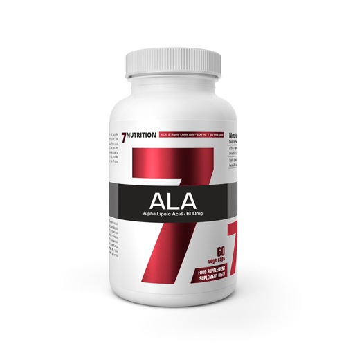 ALA Alpha-Liponsäure 600 mg, 60 veg. Kapseln, weiße Flasche mit Aufkleber