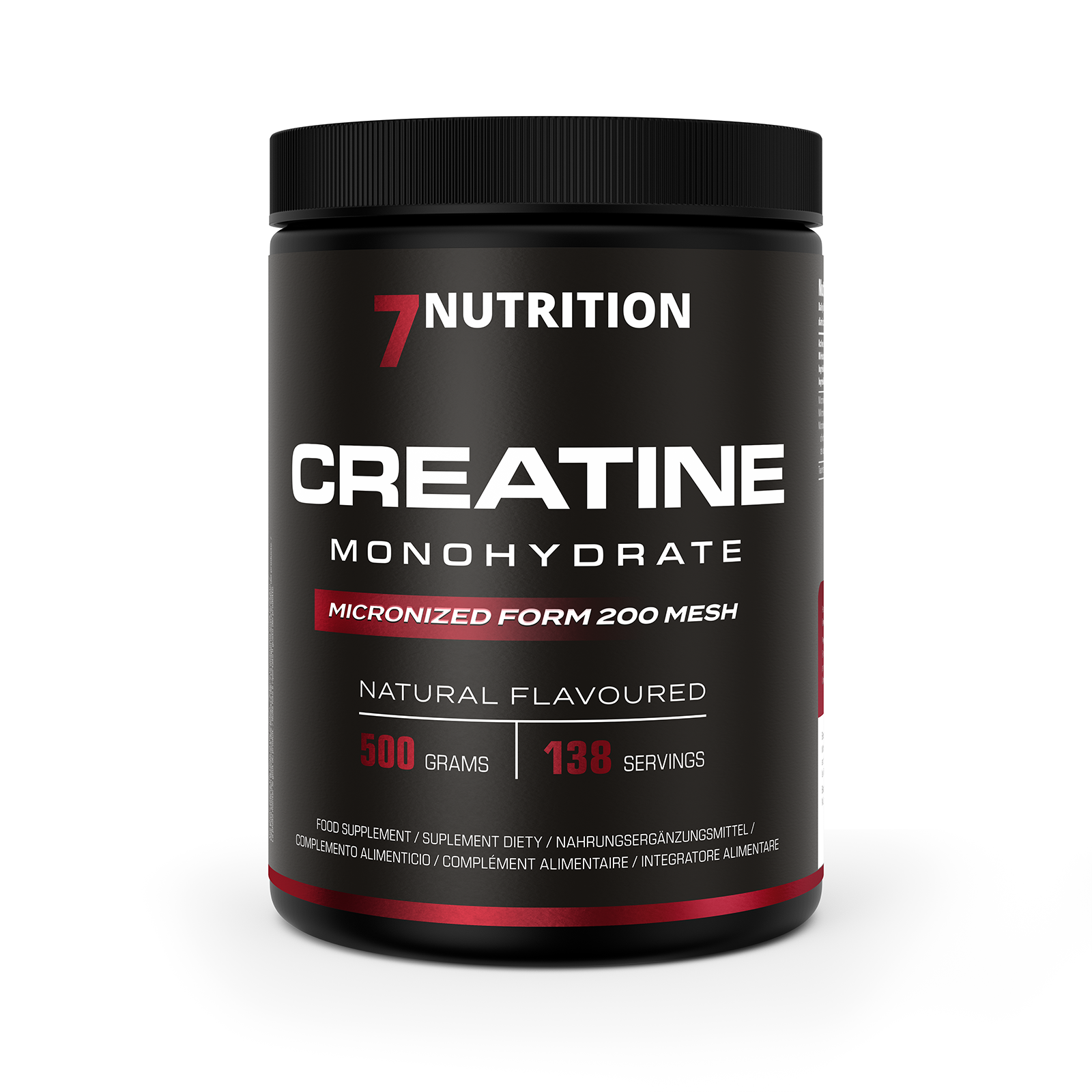 7Nutrition Creatine Monohydrate 500g tub, natural flavour, 138 servings