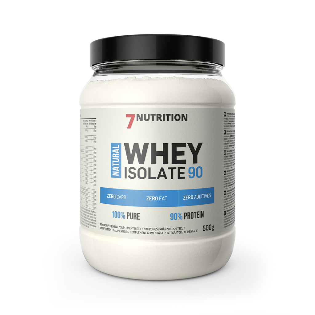 Whey Isolate 90 Dose 500 g mit schwarzem Deckel und Frontetikett