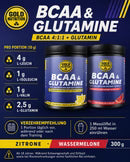 BCAA-Pulverdose Wassermelone, Vorderseite mit Nährwert- und Inhaltsangaben