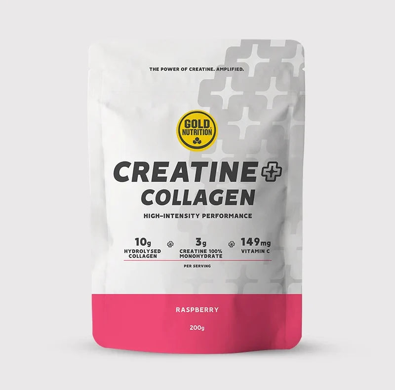 Beutel Kreatin+Kollagen Himbeere 200 g, Gold Nutrition, Front