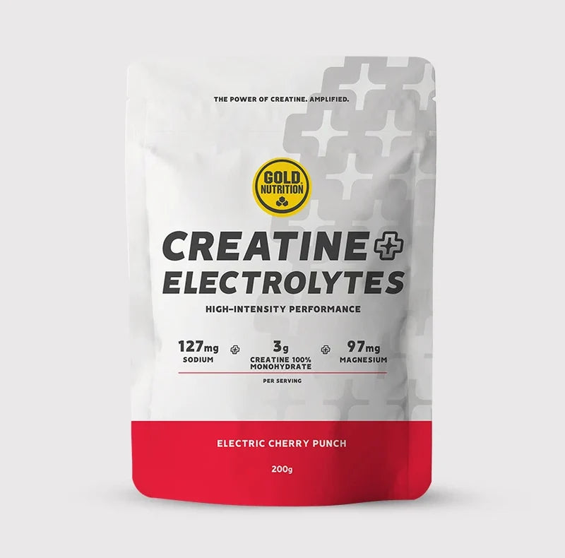 Kreatin-Elektrolyte Cherry-Punch Beutel, 200 g, weiß mit rotem Boden