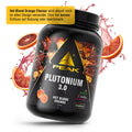 PEAK PLUTONIUM 3.0 Dose, Hot Blood Orange, schwarze Dose mit Spritzern