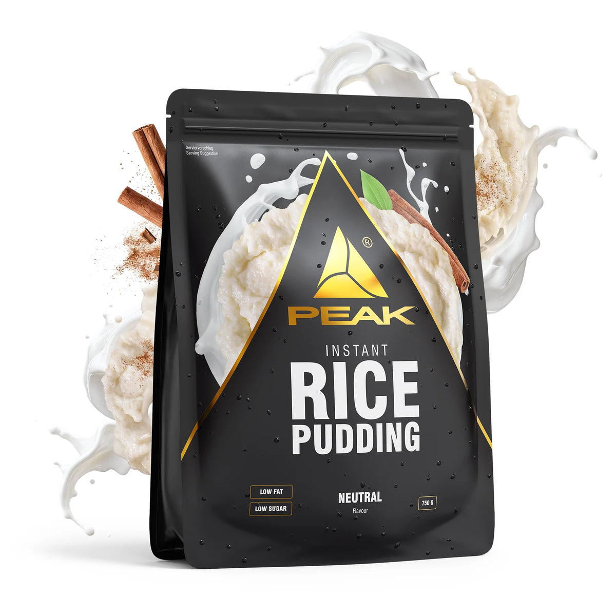 PEAK Instant-Reis-Pudding Beutel mit Neutral-Label und Spritzdesign