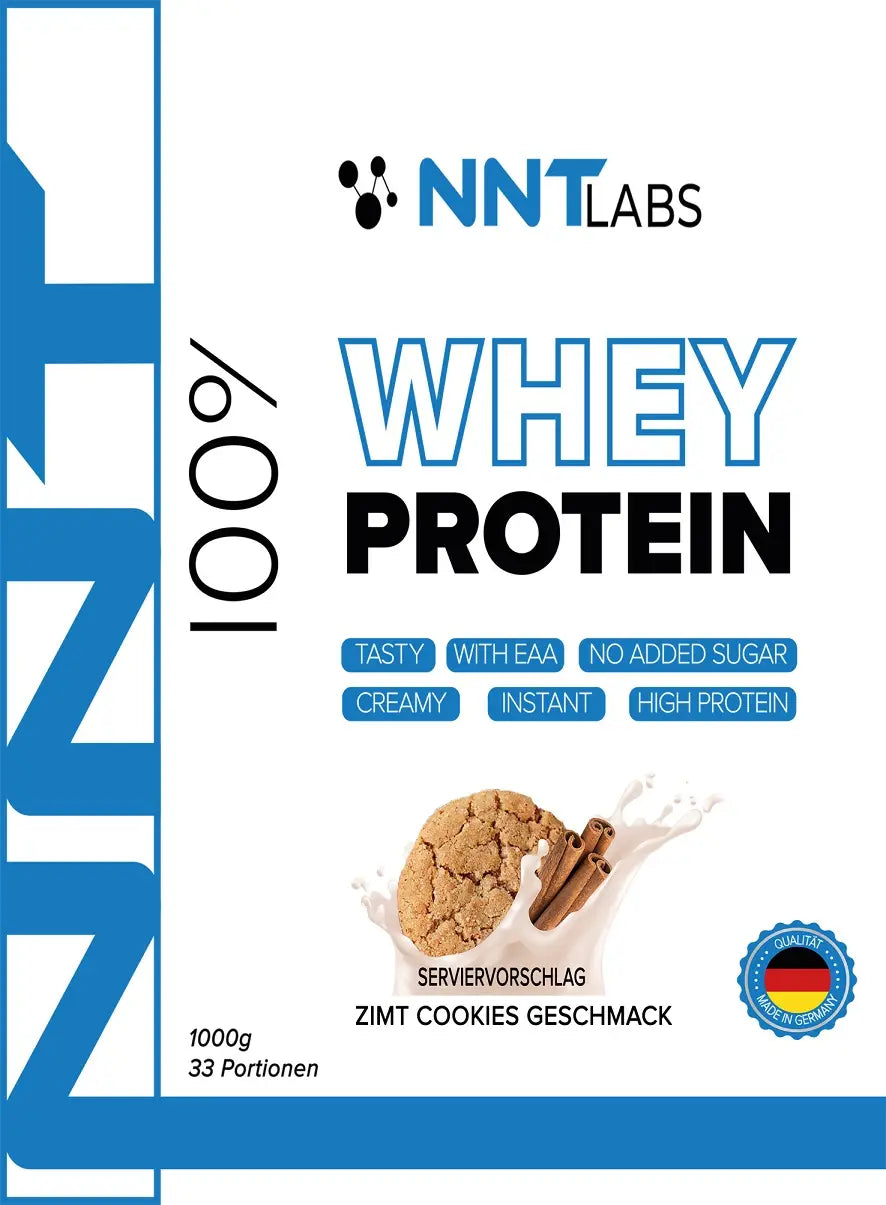 NNT Labs Whey Protein 1000 g, Zimt Cookies Geschmack auf Packung