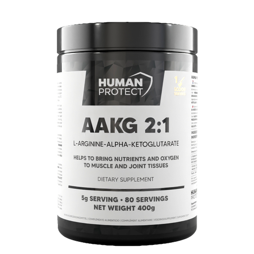 Nahrungsergänzungsmittel im Glas mit AAKG 2:1 Aufdruck, 80 Portionen, 400 g.
