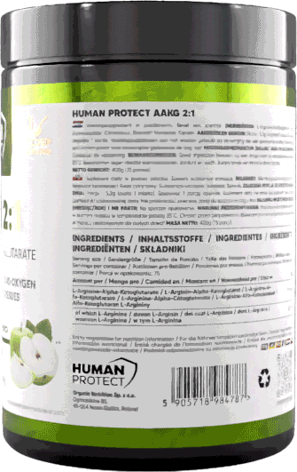 Nahrungsergänzung in Dose, Etikett mit Zutaten und Inhaltsstoffen, Green Apple