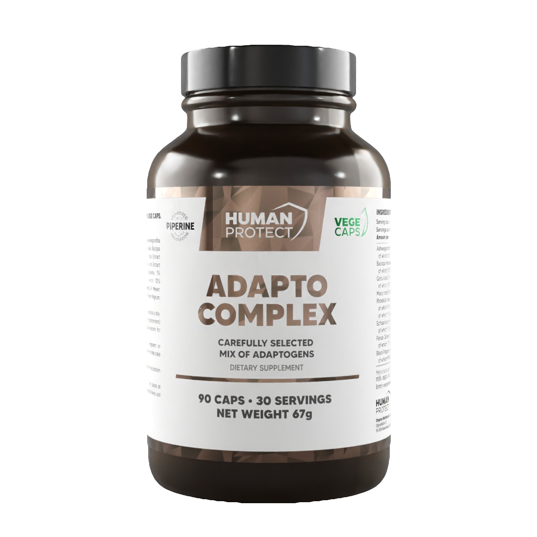 Adapto Complex 90 Kapseln Flasche, Frontetikett mit Produktangaben