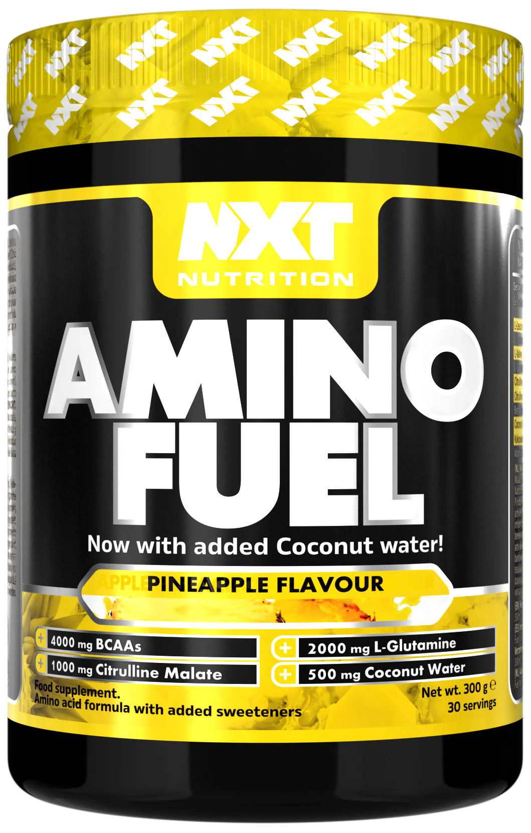 NXT Nutrition Amino Fuel, gelbe Dose mit „PINEAPPLE“-Geschmack