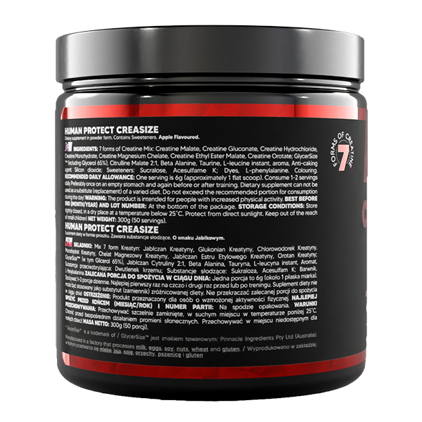 CreaSize 300g Apple tub back with ingredient and directions text