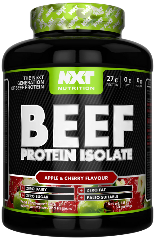 NXT Nutrition Beef Protein Isolat im Becher, Aroma Apple & Cherry, 1,8 kg