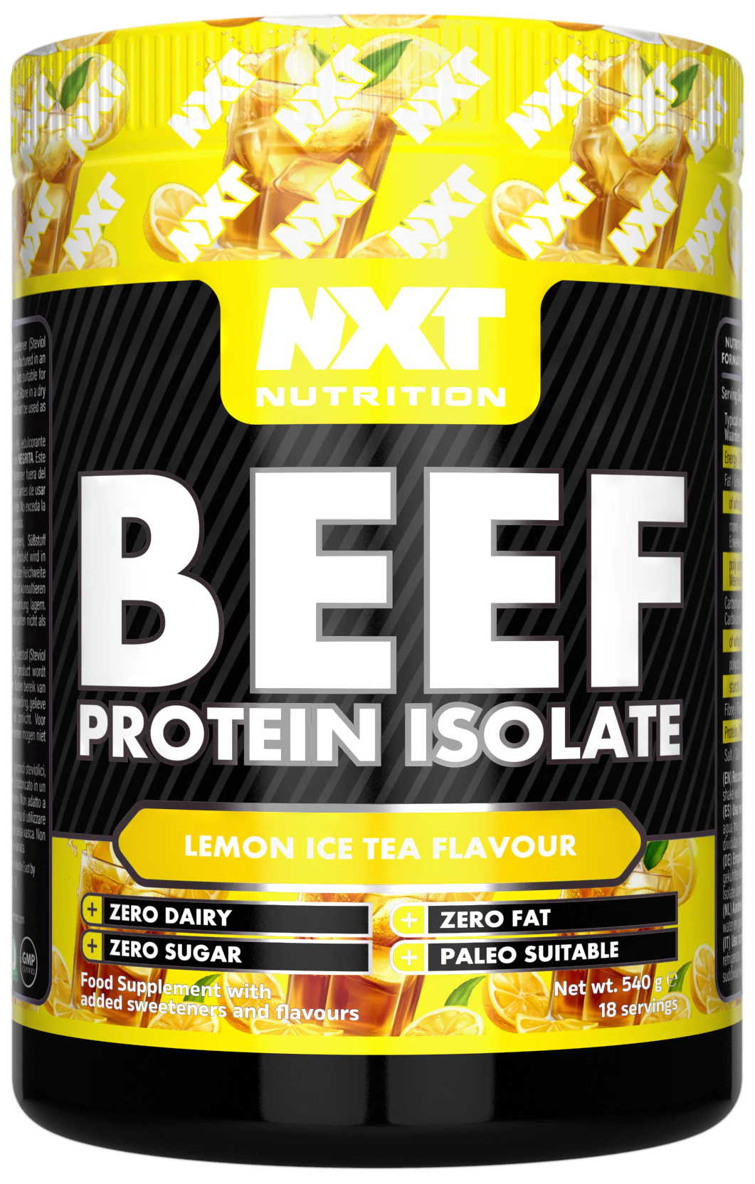 NXT Nutrition Beef Protein Isolate, 540 g, Zitronen-Eistee-Geschmack, Dose