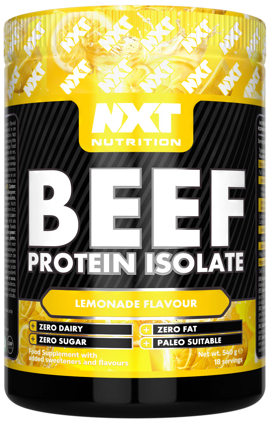 NXT Nutrition Beef Protein Isolate 540 g Zitronenlimonade, Proteinpulver im Dose