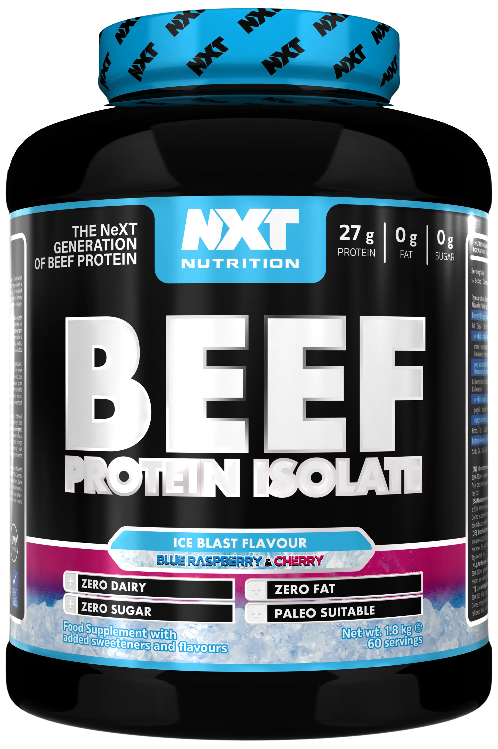 Rindprotein-Isolat-Dose NXT Nutrition Ice Blast, 1,8 kg, Zero-Fat