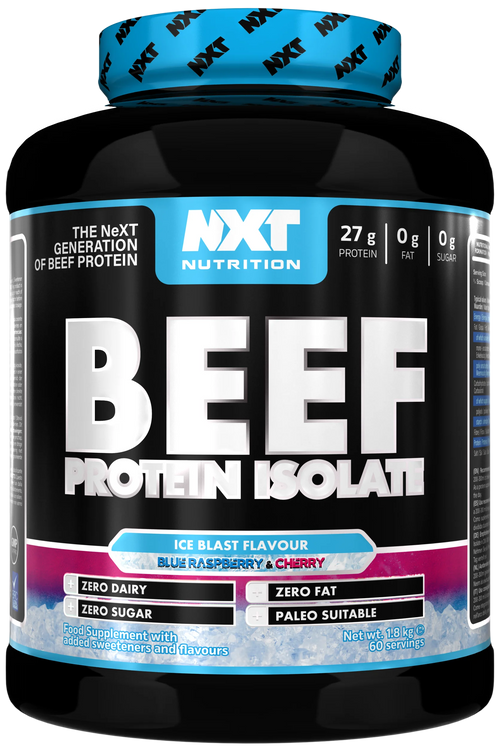 Rinderprotein-Isolat-Dose mit Ice-Blast-Geschmack, 1,8 kg, NXT Nutrition, 0 g Fett.