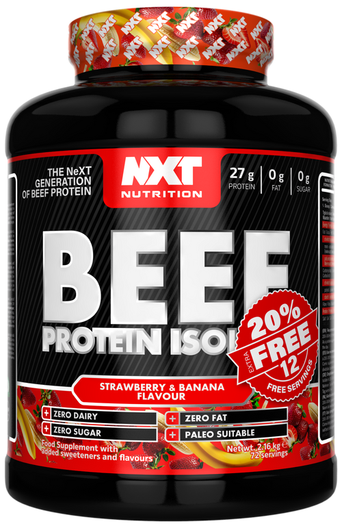 Protein-Isolat-Dose Erdbeer-Banane, NXT Nutrition, schwarz-rot, 2,16 kg