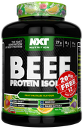 NXT Nutrition Beef Protein Isolate 2.16kg, Fruit Pastilles flavor bottle with 20% free label