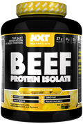 Beef Protein Isolate 1.8kg Lemonade, black-and-yellow protein tub by NXT Nutrition