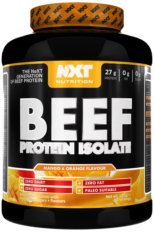 Beef-Protein-Isolat (1,8 kg) mit Mango-Orange-Geschmack, Dose