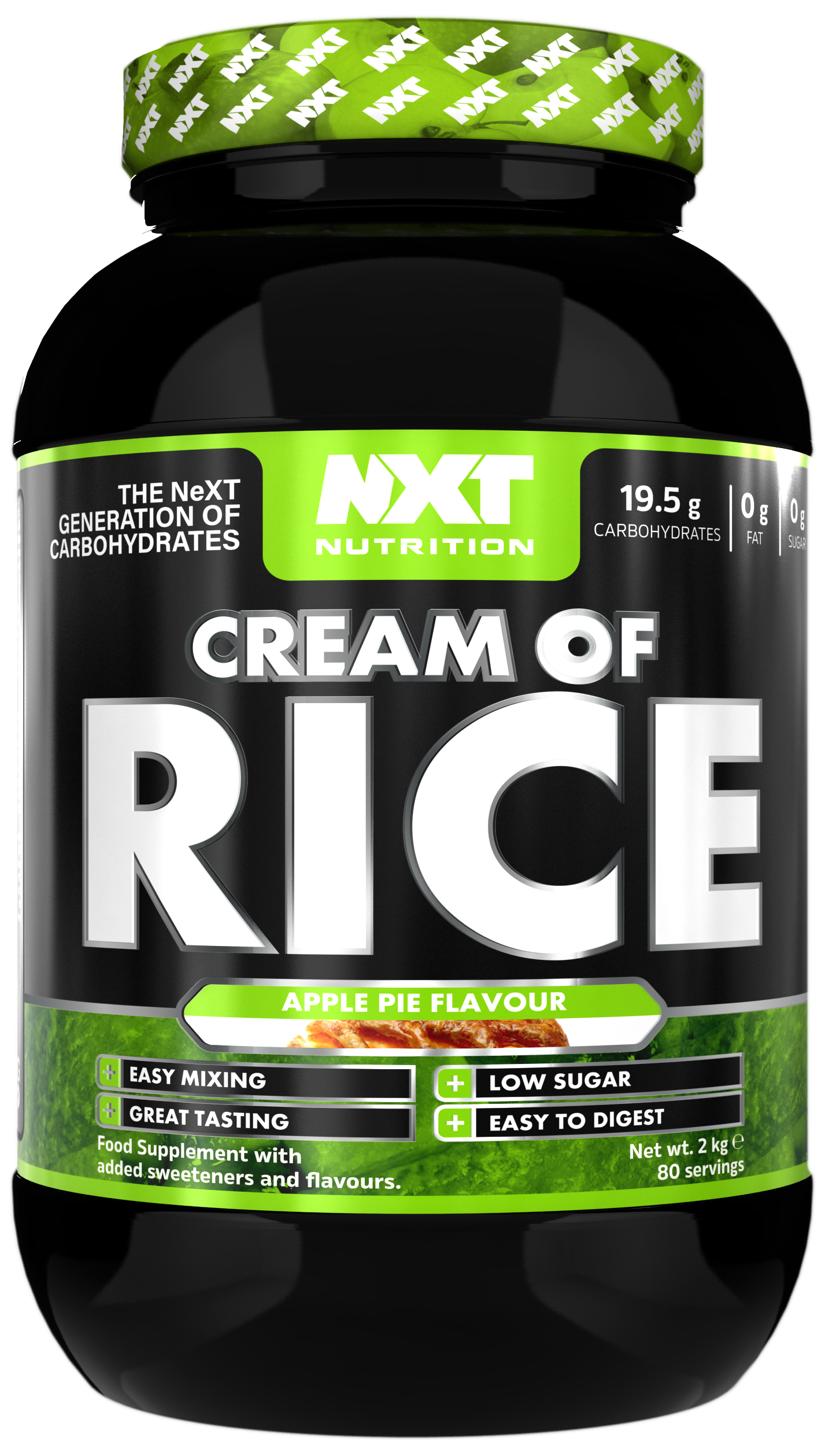 NXT Nutrition Cream of Rice, 2 kg, Apple Pie-Flavour, Jar mit Deckel