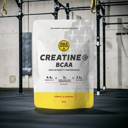 Kreatin+ BCAA Pulverbeutel, Kirsch-Banane, 200 g, Gold Nutrition