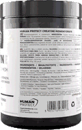 Creatine monohydrate jar, unflavoured, 500g net weight label