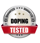 Doping getestet – Prüfplakette auf schwarzem Hintergrund