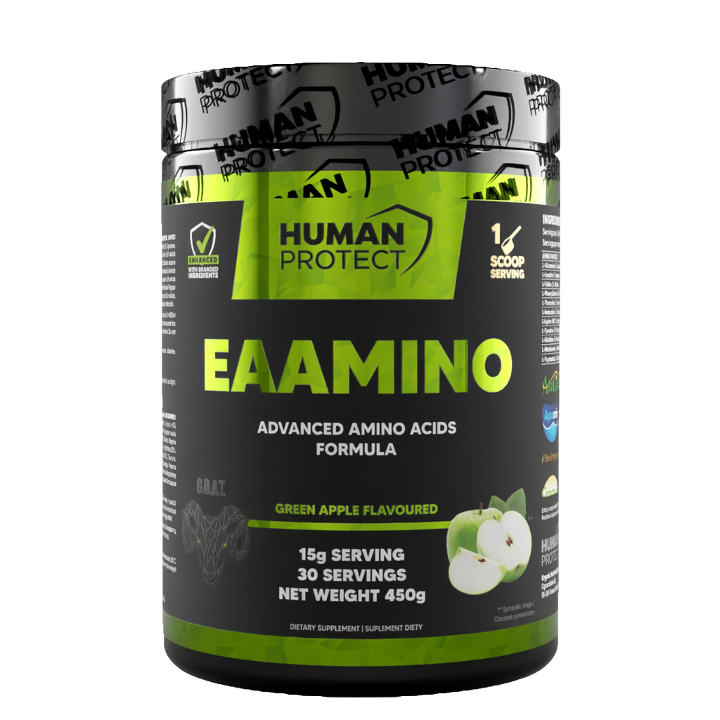 EAAMINO 450g tub, green apple flavored amino acids supplement, 30 servings