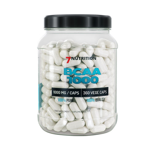 BCAA-Kapseln in 7Nutrition-Dose, 360 vegetarische Kapseln, 1000 mg pro Kapsel