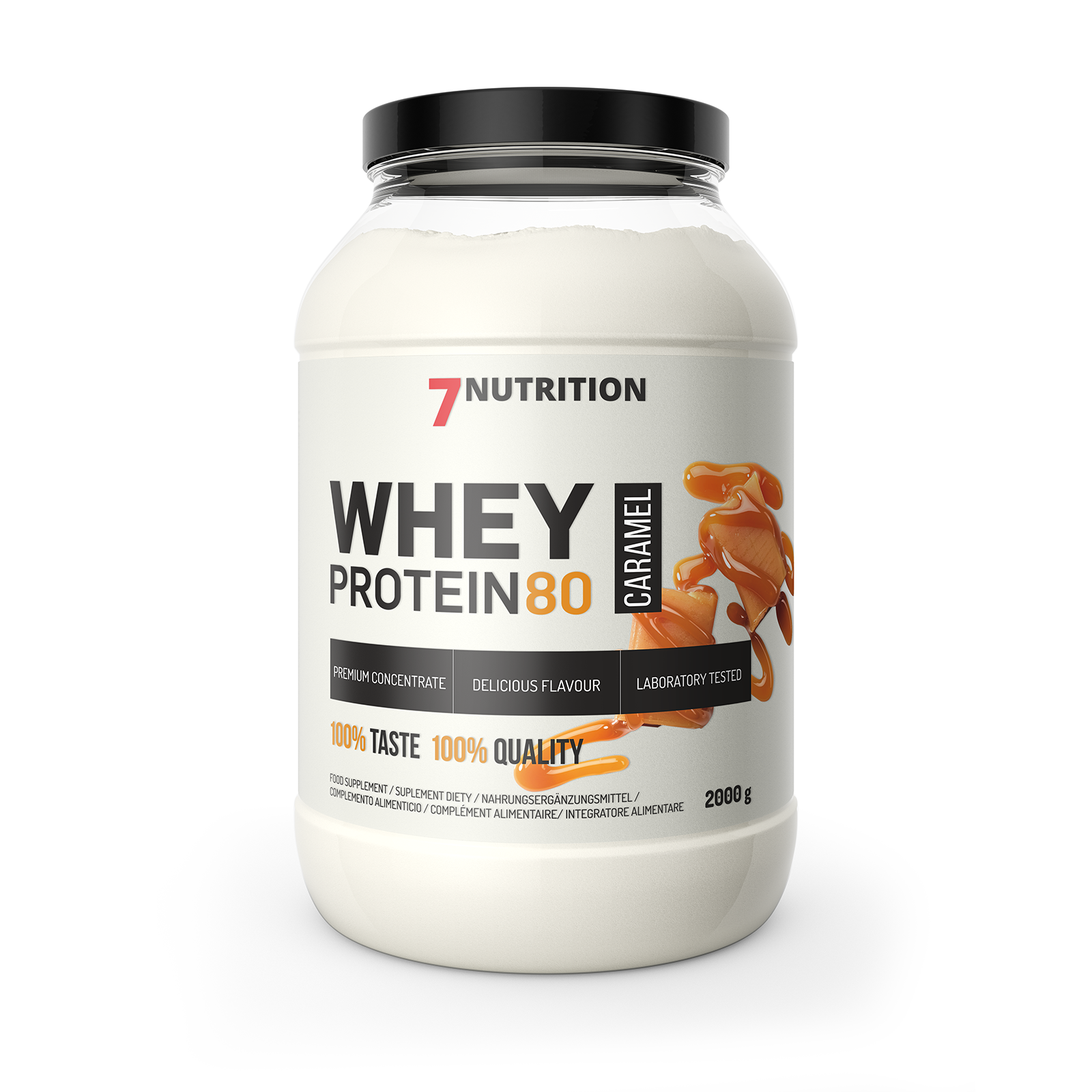 7NUTRITION Whey Protein 80 2000 g, Caramel flavor jar