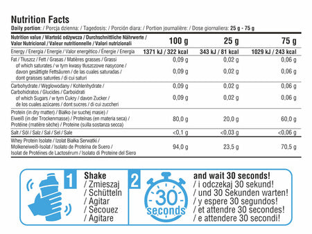 Nutrition facts: 25 g serving, calories, fat, carbs, sugar and protein values.