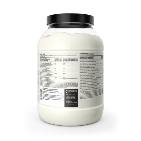 Whey Isolate 90 Banana protein powder, 1000g jar—nutrition facts panel