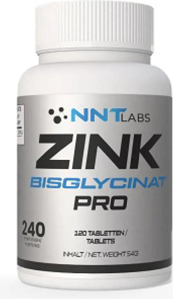 Zink Bisglycinat PRO Tablettenflasche mit Etikett, NNTLABS, 120 Tabletten