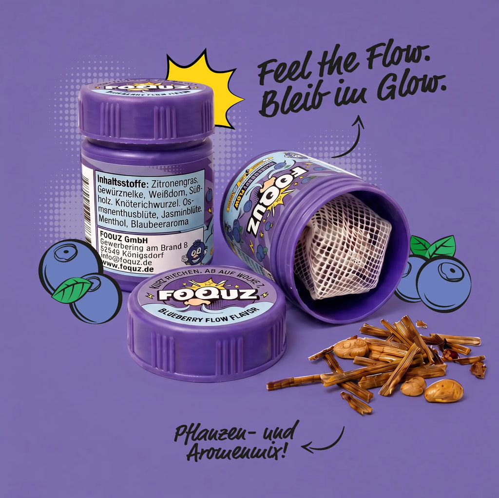 FOQUZ Blueberry Flow Dose mit violettem Deckel