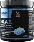 Human Protect G.O.A.T pre-workout, Blue Raspberry 390g tub