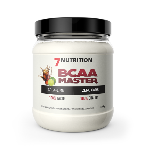 BCAA-Master Nahrungsergänzung im weißen Glas mit schwarzem Deckel, 500 g