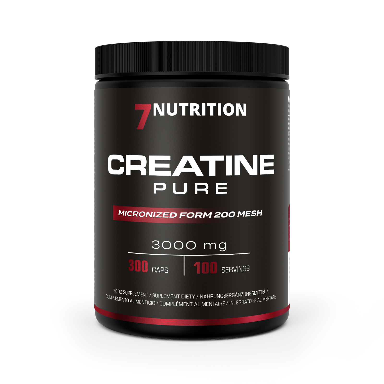 Creatine Pure 300 Kapseln, 7NUTRITION Dose mit Front-Aufdruck
