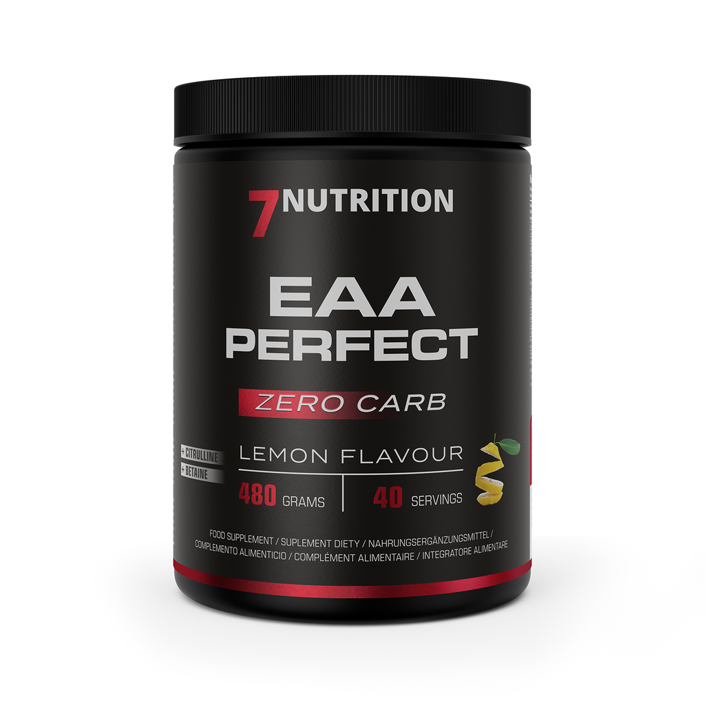 EAA-Pulverdose 7NUTRITION, schwarz, Zitrone, Zero Carb, 480 g