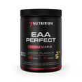 EAA-Pulverdose mit schwarzem Deckel und Aufdruck „EAA Perfect“ sowie „Zero Carb“ und „Lemon“.