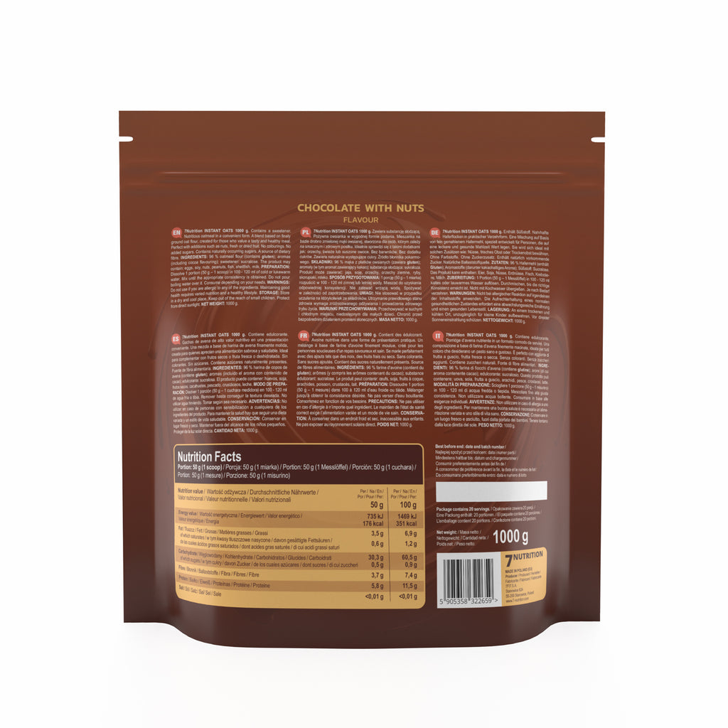 Rückansicht Schokolade-Walnuss Instant Oats Beutel, 1000 g