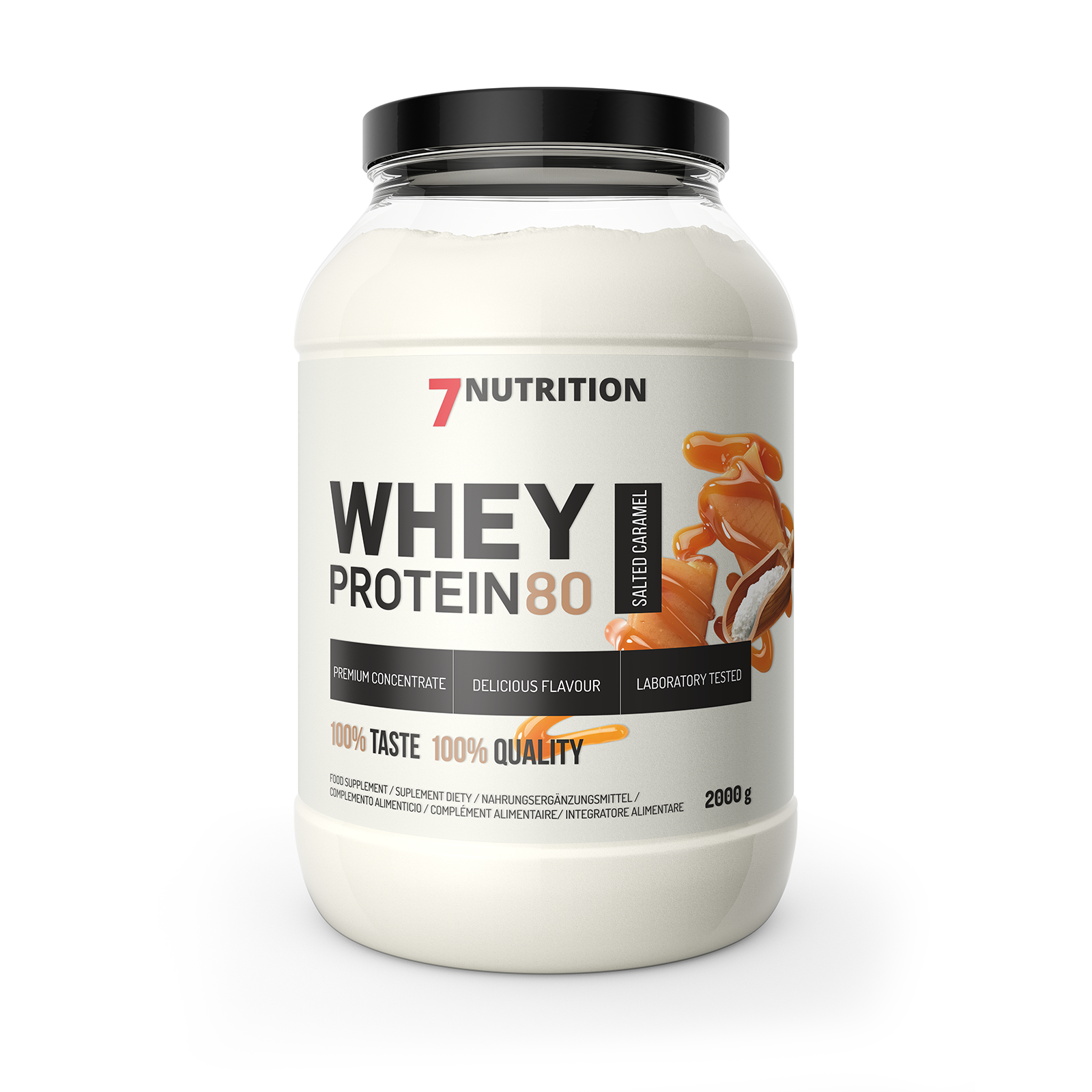 7NUTRITION Whey Protein 80 jar, salted caramel flavor, 2000 g