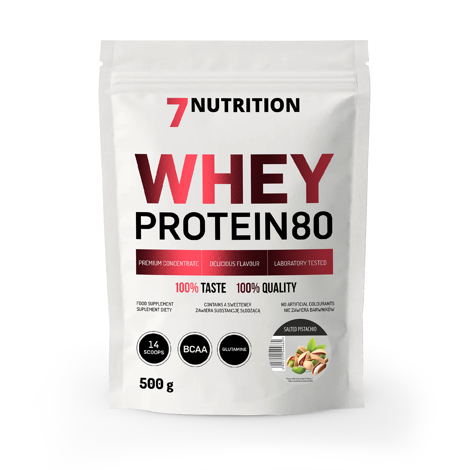 Whey Protein 80 500 g pouch, Salted Pistachio flavor