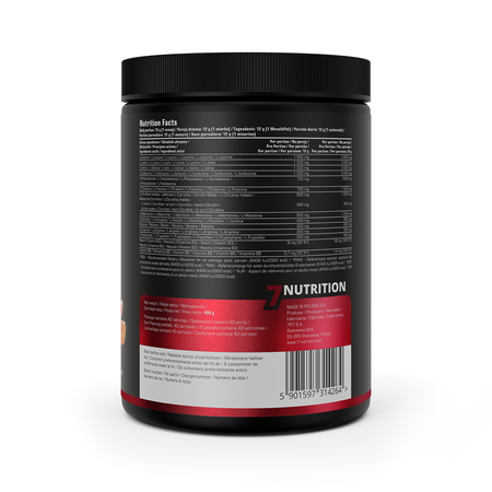 7Nutrition EAA Perfect 480g Rückseite mit Nährwert- und Herstellerangaben