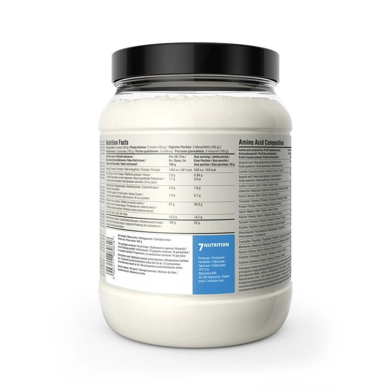 Whey-Isolat 90 500 g Dose mit Nährwerttabelle und Aminosäure-Angaben