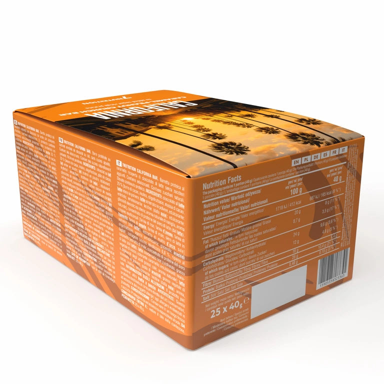 Energieriegel-Karton California mit Nährwert-Infos, 25×40 g Packung