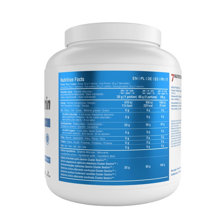 Cyclic-Dextrin Dose von hinten mit Nährwerttabelle und Inhaltsangaben