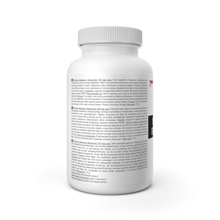 Magnesium-Bisglycinat Kapsel-Dose mit Zutaten- und Gebrauchshinweisen