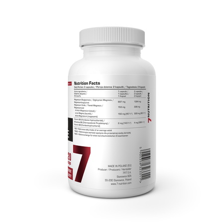 Magnesium-Bisglycinat Kapsel-Dose mit Nährwerttabelle auf der Rückseite