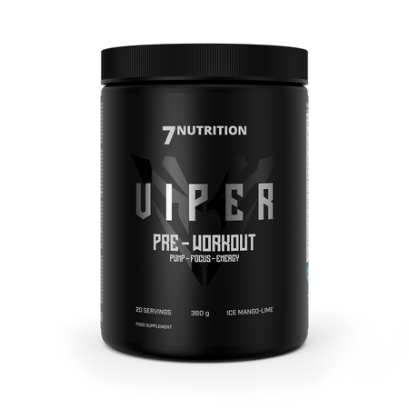 7Nutrition Viper pre-workout tub, 360 g, black with front logo